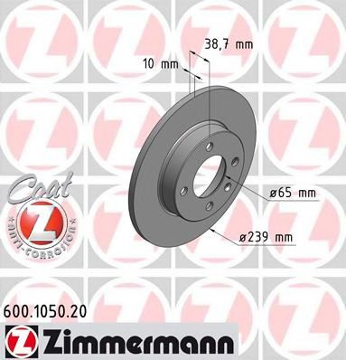 Disc frana VW POLO Variant (6KV5) (1997 - 2001) ZIMMERMANN 600.1050.20 piesa NOUA