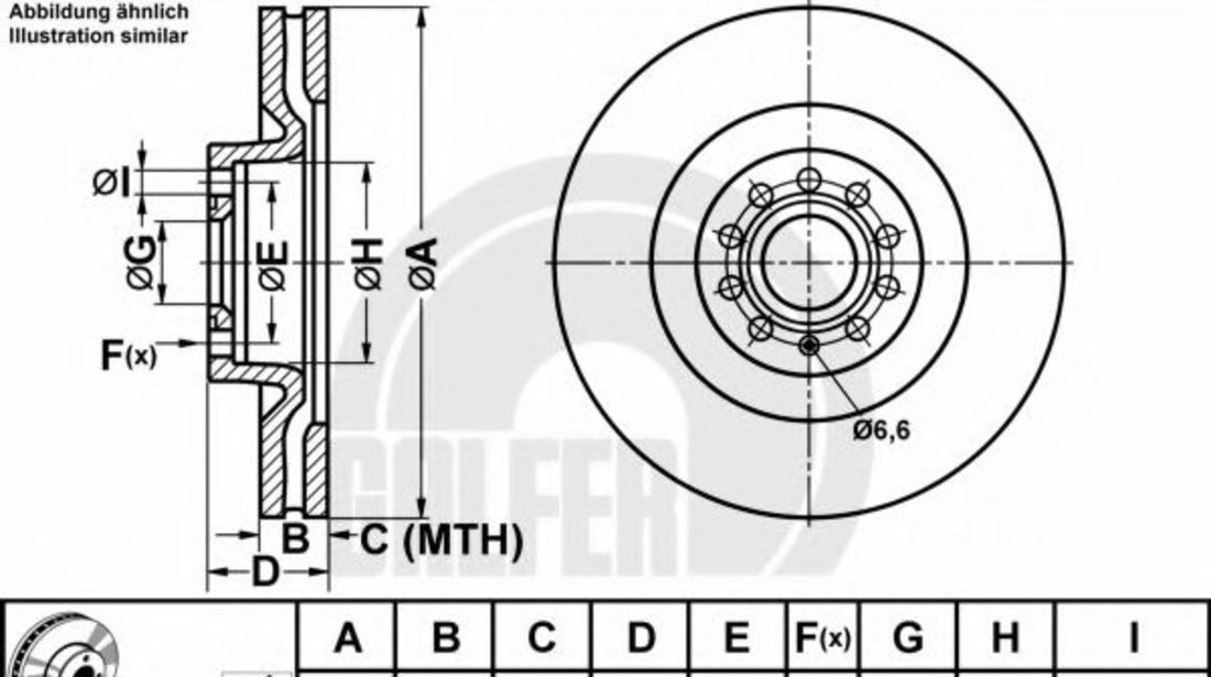 Disc frana VW SCIROCCO (137, 138) (2008 - 2016) GALFER B1.G230-0115.1 piesa NOUA