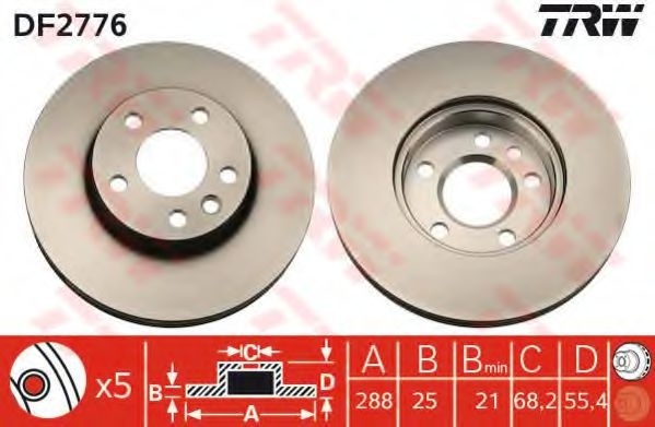 Disc frana VW SHARAN (7M8, 7M9, 7M6) (1995 - 2010) TRW DF2776 piesa NOUA