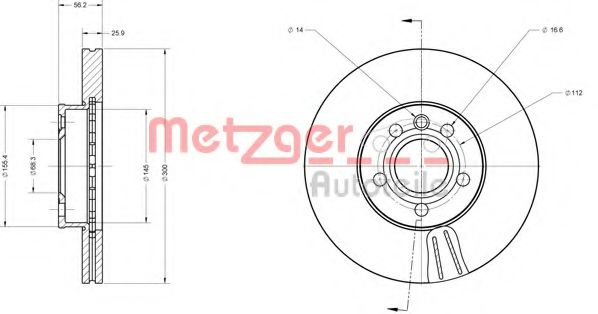 Disc frana VW SHARAN (7M8, 7M9, 7M6) (1995 - 2010) METZGER 6110178 piesa NOUA