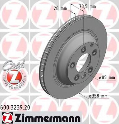 Disc frana VW TOUAREG (7LA, 7L6, 7L7) (2002 - 2010) ZIMMERMANN 600.3239.20 piesa NOUA