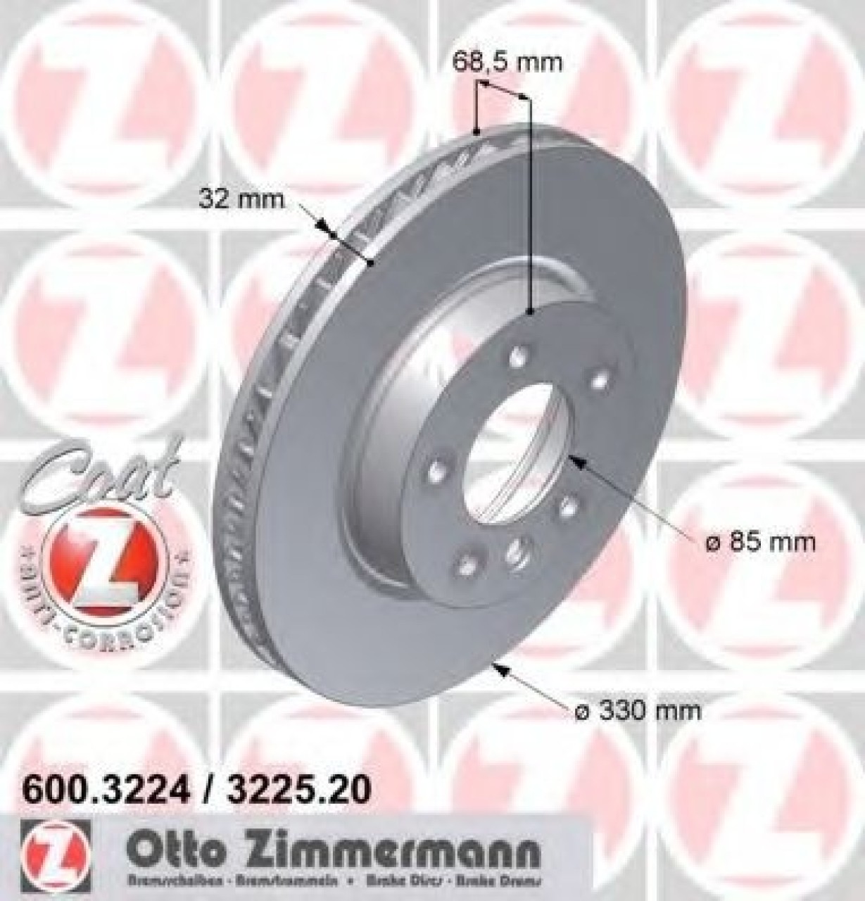 Disc frana VW TOUAREG (7P5) (2010 - 2016) ZIMMERMANN 600.3225.20 piesa NOUA