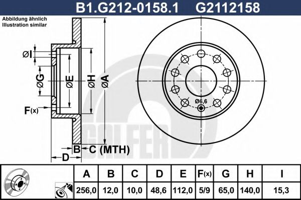 Disc frana VW TOURAN (1T1, 1T2) (2003 - 2010) GALFER B1.G212-0158.1 piesa NOUA