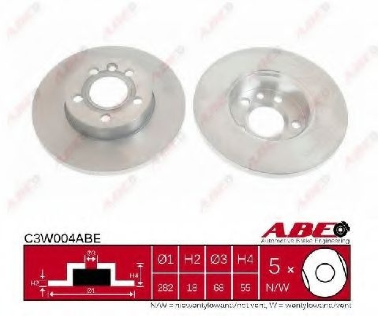 Disc frana VW TRANSPORTER IV bus (70XB, 70XC, 7DB, 7DW, 7DK) (1990 - 2003) ABE C3W004ABE piesa NOUA