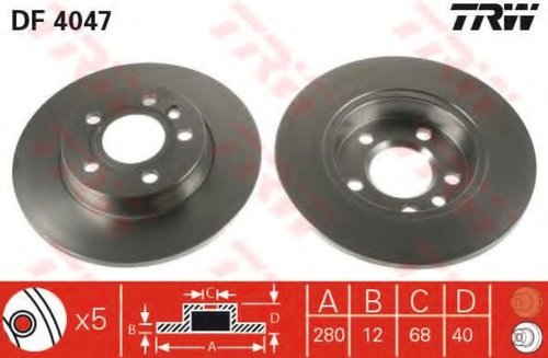 Disc frana VW TRANSPORTER IV platou / sasiu (70XD) (1990 - 2003) TRW DF4047 piesa NOUA