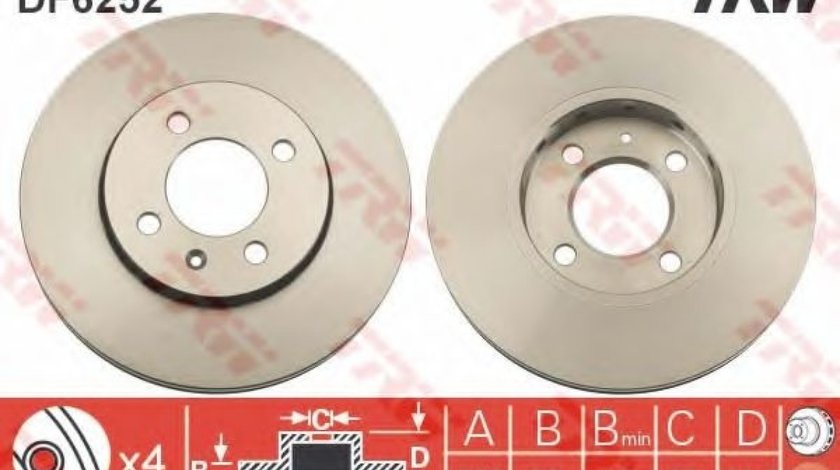 Disc frana VW UP (2011 - 2016) TRW DF6252 piesa NOUA