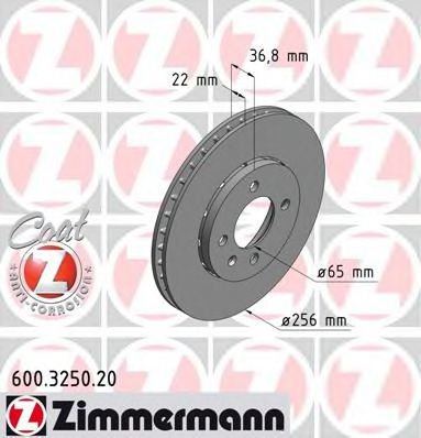 Disc frana VW UP (2011 - 2016) ZIMMERMANN 600.3250.20 piesa NOUA