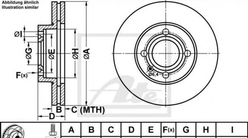 Disc frana VW VENTO (1H2) (1991 - 1998) ATE 24.0320-0123.1 piesa NOUA