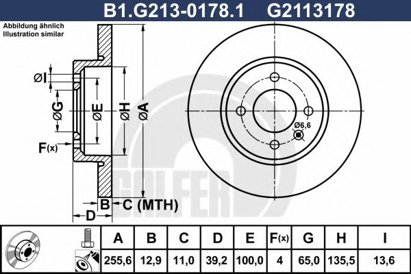 Disc frana VW VENTO (1H2) (1991 - 1998) GALFER B1.G213-0178.1 piesa NOUA