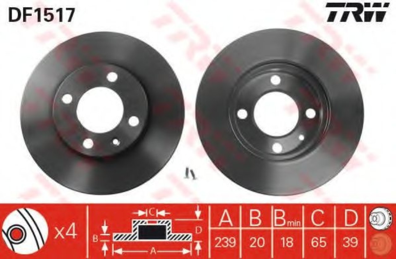 Disc frana VW VENTO (1H2) (1991 - 1998) TRW DF1517 piesa NOUA
