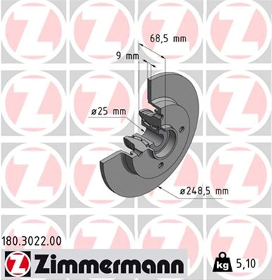 Disc Frana Zimmermann Citroen (Df-Psa) 180.3022.00