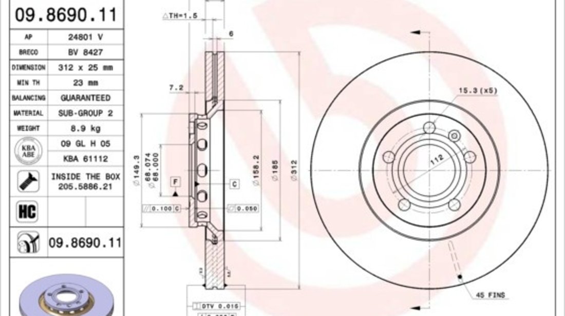 Discuri frana Brembo 09.8690.11