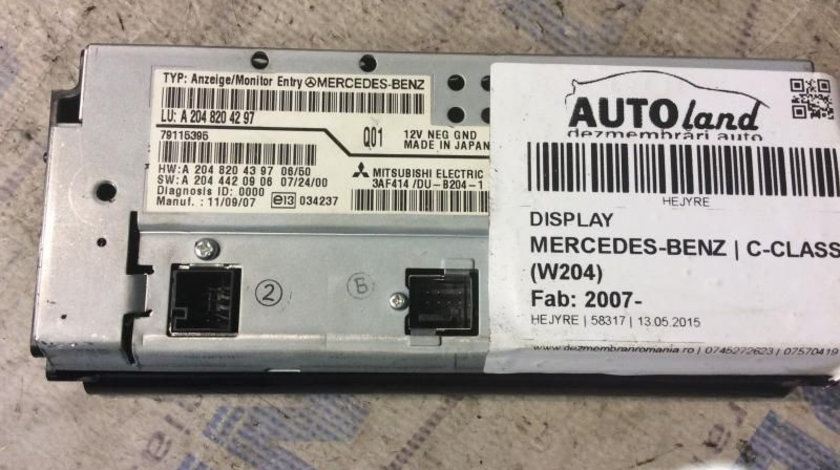 Display A2048204297 Mercedes-Benz C-CLASS W204 2007