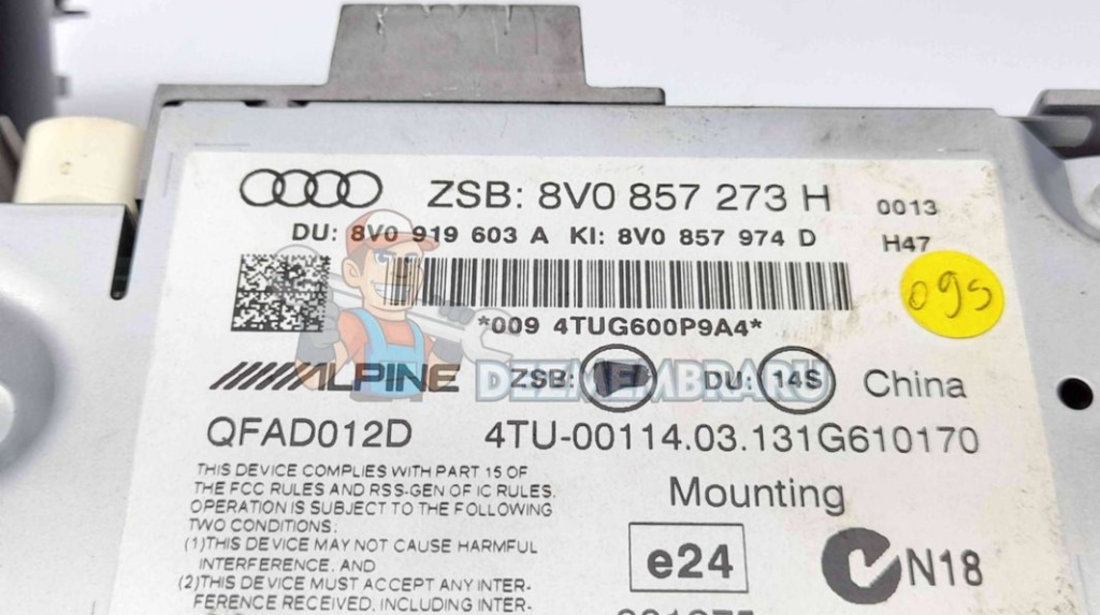 Display bord Audi A3 Sportback (8VS, 8VM) [Fabr 2013-prezent] 8V0857273H