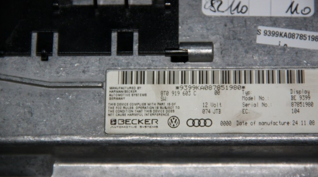 Display MMI Audi A5 8T cod: 8T0919603C model 2012