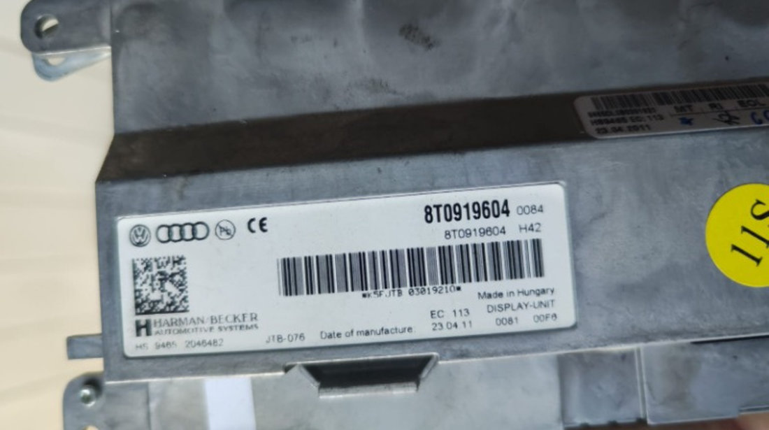Display navigatie Audi A4 A5 2.0 TDI cod motor CAGA an 2011 cod 8T0919604