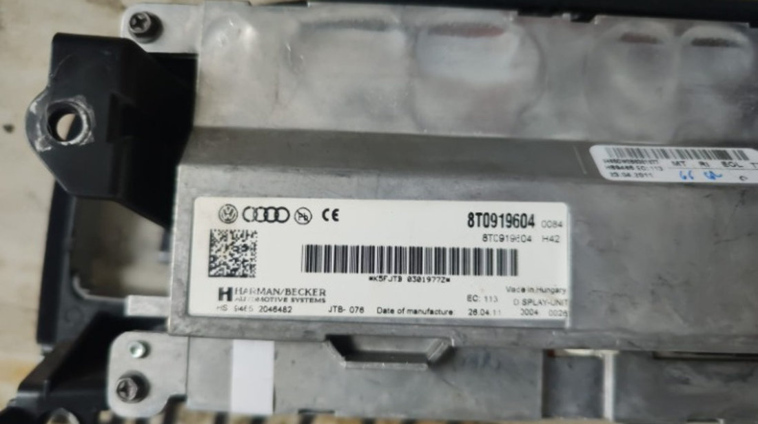 Display navigatie Audi A6 C6 2.0 TDI 170 Cp / 125 KW cod motor CAH , an 2011 cod 8T0919604