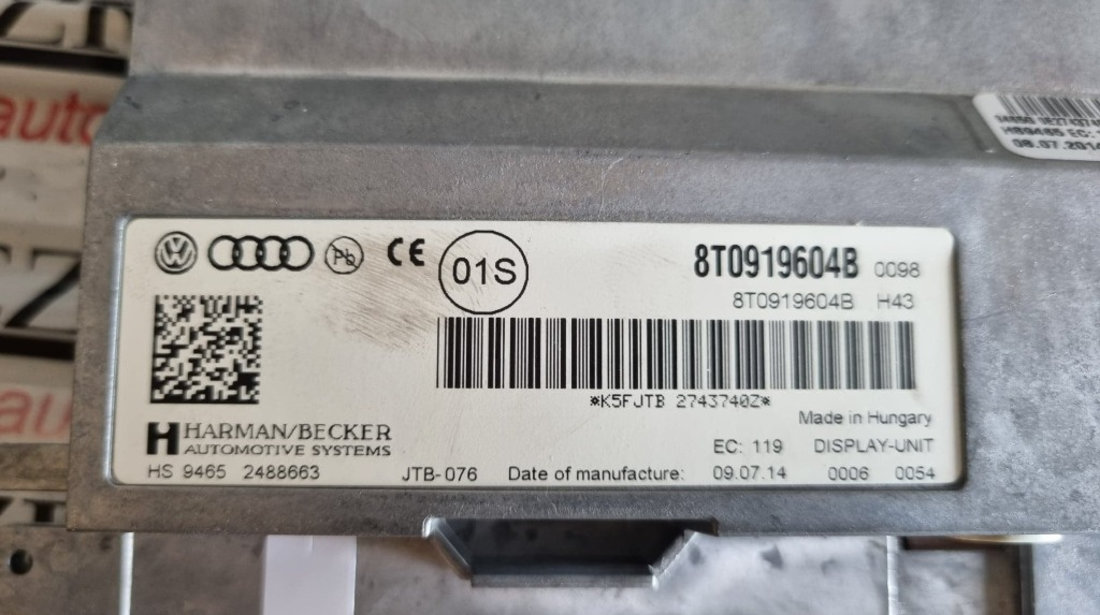 Display navigatie Audi Q5 cod piesa : 8T0919604B