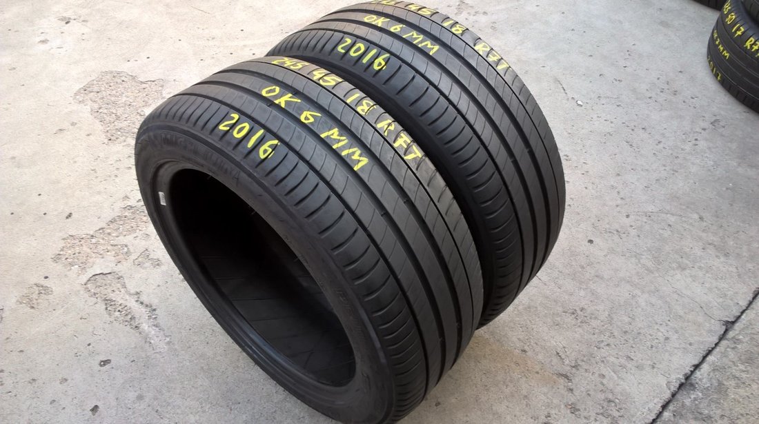 Doua anvelope de vara 245 45 18 michelin primacy 3 zp run flat dot 2016