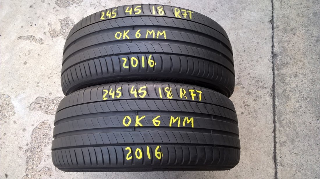 Doua anvelope de vara 245 45 18 michelin primacy 3 zp run flat dot 2016