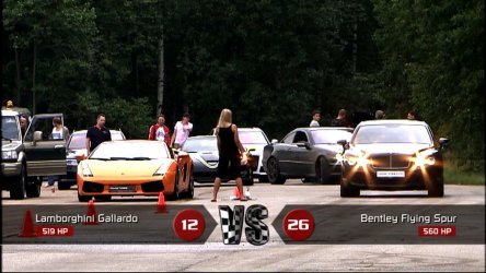 Drag Race: Lambo Gallardo vs. Bentley Conti Flying Spur