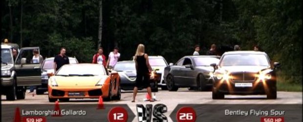 Drag Race: Lambo Gallardo vs. Bentley Conti Flying Spur