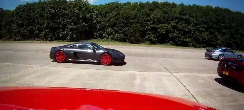 Drag racing: Porsche 911 Turbo S vs. Ferrari 458 Italia, Noble M600, McLaren MP4-12C Drag racing: Porsche 911 Turbo S vs. Ferrari 458 Italia, Noble M600, McLaren MP4-12C
