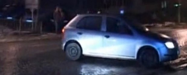 Drifturi involuntare in Tulcea: strazile oglinda, exact ca un patinoar