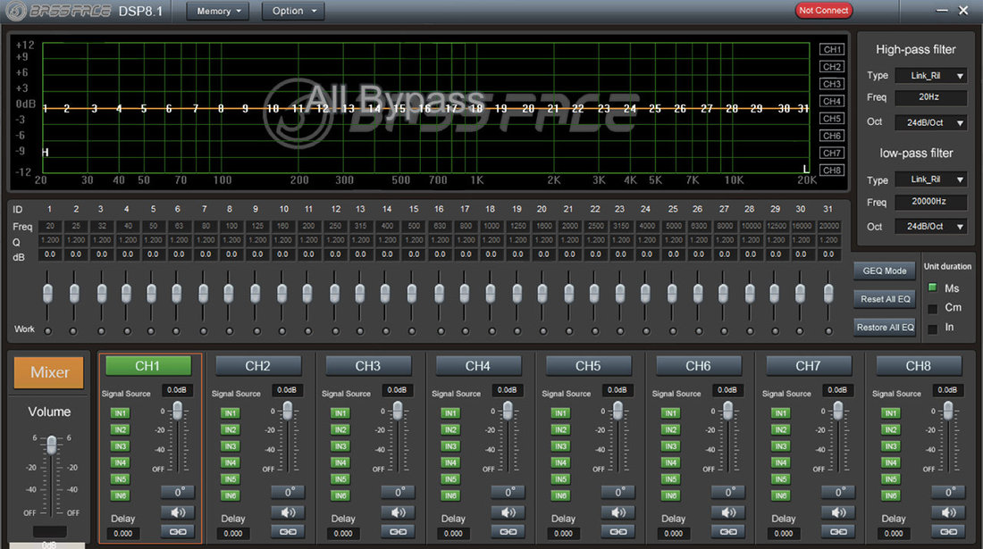 DSP8.1 Multi Channel DSP, Crossover & EQ With PC Software Control