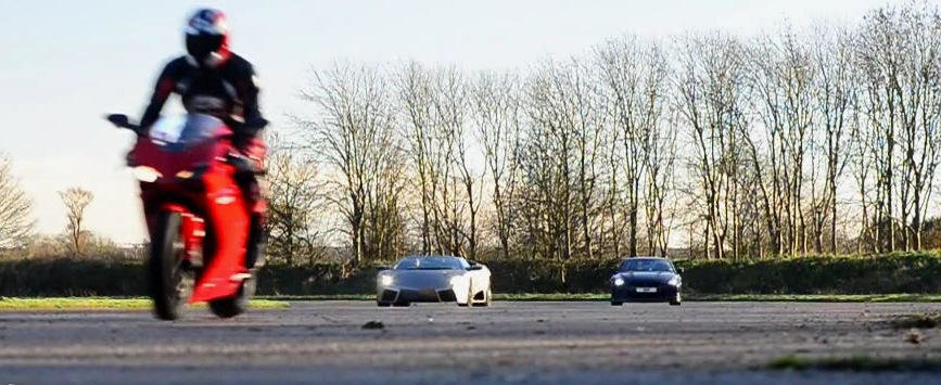 Ducati 1098. Nissan GT-R. Lamborghini Reventon. DRAG RACE!