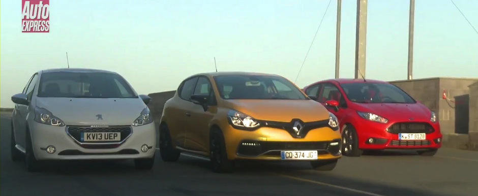 Duel in clasa mini hot-hatch-urilor: Fiesta ST vs. 208 GTI vs. Clio RS Duel in clasa mini hot-hatch-urilor: Fiesta ST vs. 208 GTI vs. Clio RS
