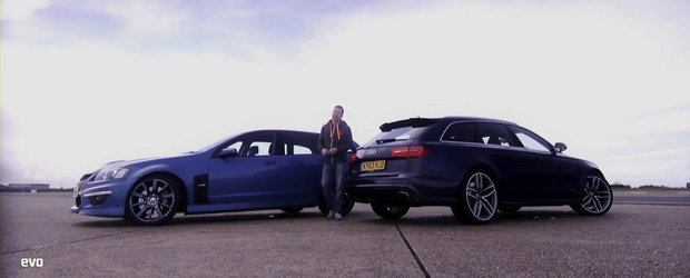 Duel pe circuit: Audi RS6 Avant (560 CP) versus Vauxhall VXR8 Tourer (610 CP)