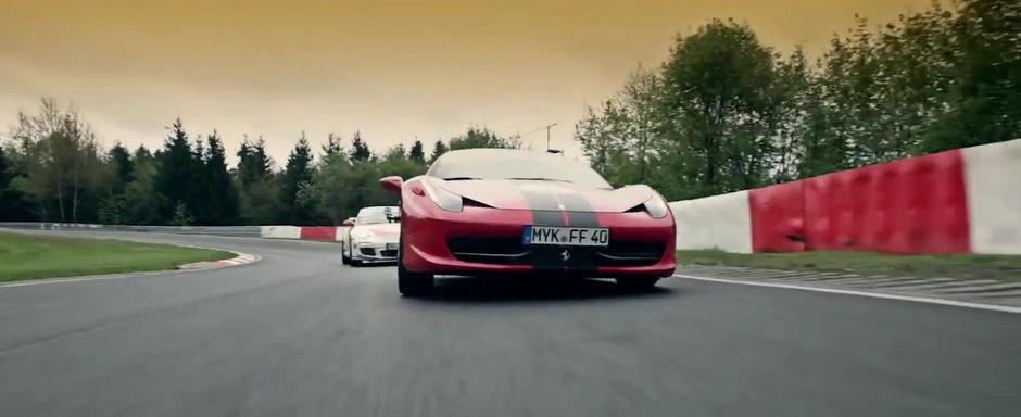 Duel spectaculos la Nurburgring intre Ferrari 458 Italia si Porsche 911 GT3 RS