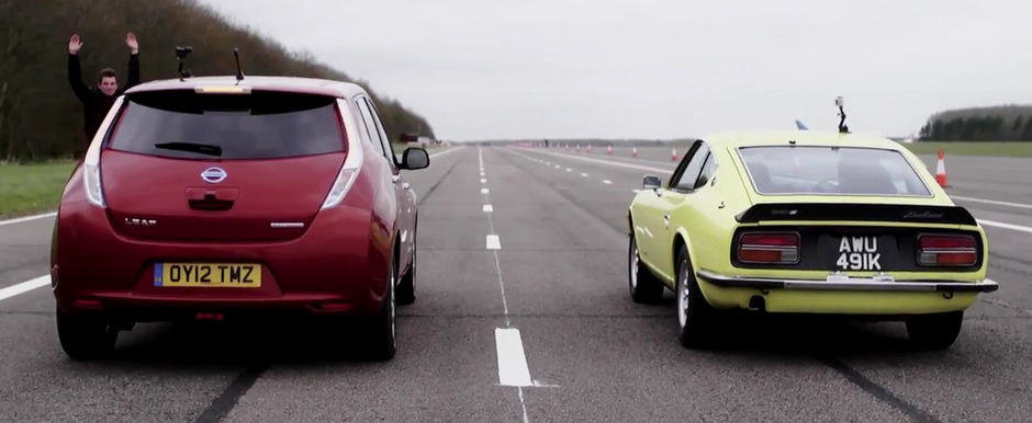 Duelul generatiilor: Nissan Leaf versus Datsun 240Z