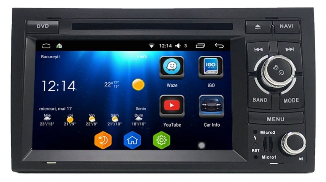 Dvd Auto Gps Navigatie Android Dedicata Audi A4 B6 B7 2000 2005 Carkit NAVD i050