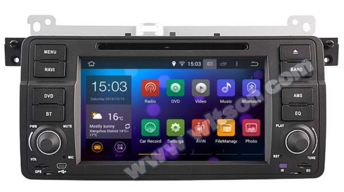 DVD AUTO NAVIGATIE ANDROID 5.1.1 DEDICATA BMW E46 WITSON W2-A9756B INTERNET WIFI PROCESOR QUAD-CORE