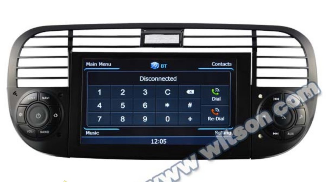 DVD AUTO Navigatie Dedicata Fiat 500 Witson W2 C315 Platforma S100 Procesor Dual Core A8 1ghz 512 Ddr 2 Dvd Gps Tv Dvr Carkit Preluare Agenda Telefonica Model 2014