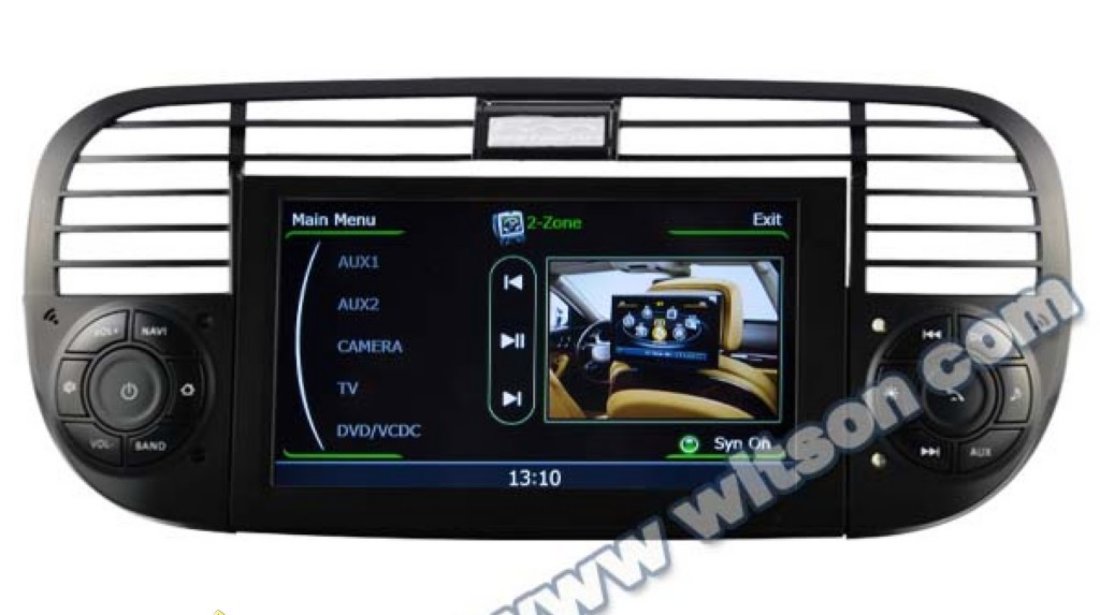 DVD AUTO Navigatie Dedicata Fiat 500 Witson W2 C315 Platforma S100 Procesor Dual Core A8 1ghz 512 Ddr 2 Dvd Gps Tv Dvr Carkit Preluare Agenda Telefonica Model 2014