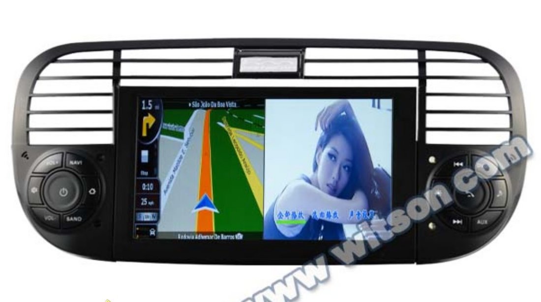 DVD AUTO Navigatie Dedicata Fiat 500 Witson W2 C315 Platforma S100 Procesor Dual Core A8 1ghz 512 Ddr 2 Dvd Gps Tv Dvr Carkit Preluare Agenda Telefonica Model 2014