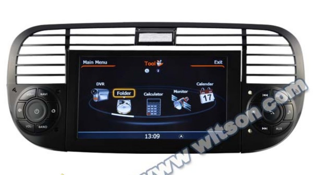 DVD AUTO Navigatie Dedicata Fiat 500 Witson W2 C315 Platforma S100 Procesor Dual Core A8 1ghz 512 Ddr 2 Dvd Gps Tv Dvr Carkit Preluare Agenda Telefonica Model 2014