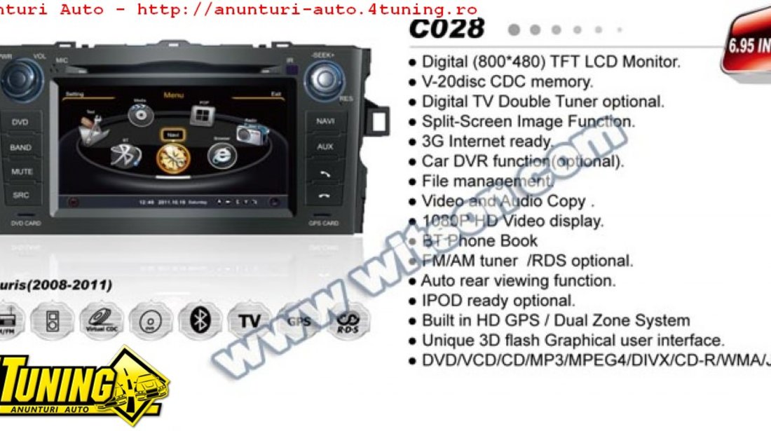 Dvd Auto Navigatie Dedicata Toyota Auris 2007 2012 Witson W2 C028 Platforma S100