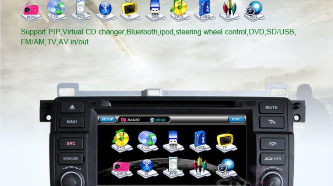 DVD AUTO NAVIGATIE Tti 8952i BMW SERIA 3 E46 Internet 3g Wifi Gps Dvd Tv Carkit Butoane Cauciucate Oem Picture In Picture Model 2012
