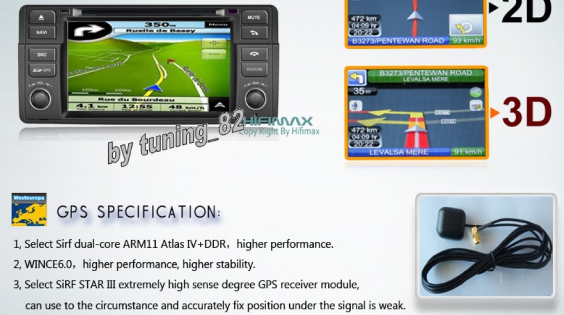 DVD AUTO Navigatie TTi-8952i Dedicata BMW SERIA 3 E46 Internet 3g Wifi GPS Tv Butoane Cauciucate Oem Car Kit Picture In Picture Model 2013