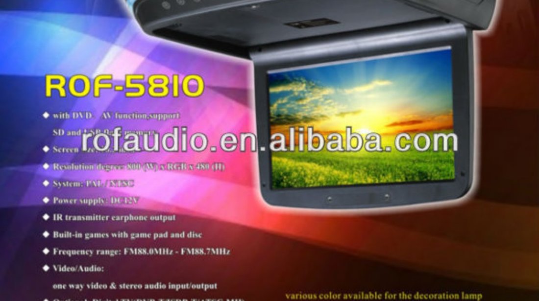 DVD AUTO PLAFON LCD 10,2 INCH Esd 1020hd TV TUNER SI MODULATOR FM Dvd Usb Sd Player Intrare Audio Video Aux ! Montaj Calificat In Toata Tara !