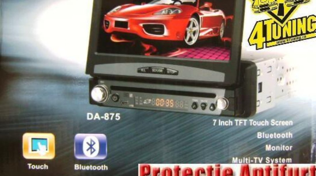 DVD CU ECRAN RETRACTABIL 7'' FATA DETASABILA TV TUNER DIVX USB SI SD