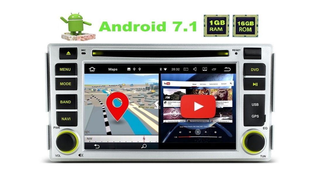 DVD GPS Navigatie Dedicata ANDROID 7.1 Hyundai Santa fe Bluetooth USB