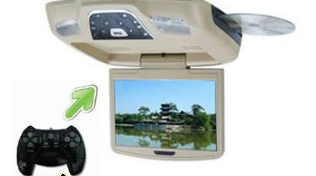 Dvd Plafoniera NEGRU Monitor Lcd Tft 12 1 Inch Divx Usb Sd Modulator Fm JOCURI JOYSTICK WIRELESS