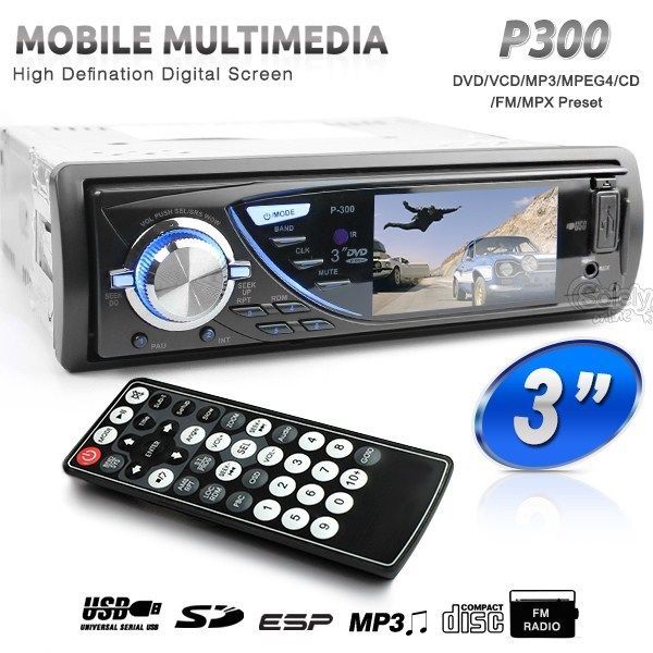 Dvd Player Auto 1DIN Universal Ecran 3''