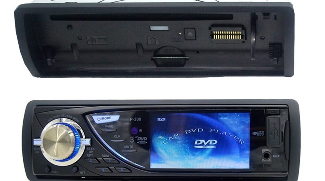 Dvd Player Auto 1DIN Universal Ecran 3'' Fata Detasabila DIVX 2 Iesiri Video Model P-300