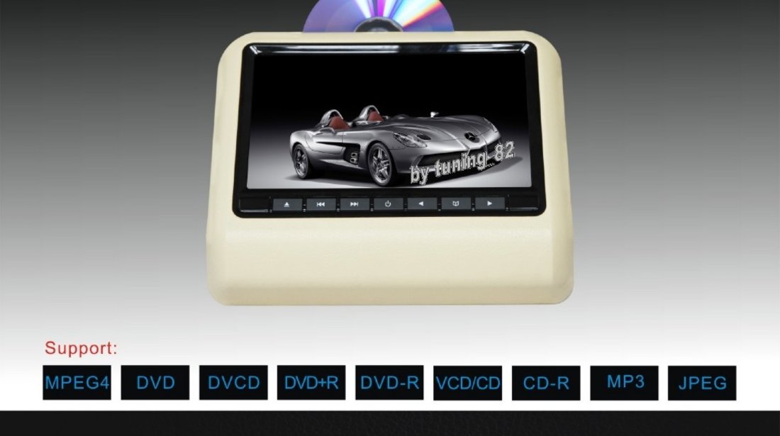 Dvd Player Auto Cu Prindere Pe Tetiera Jvj Dv9917 Crem Lcd 9 Usb Sd Player Rezolutie Hd Jocuri